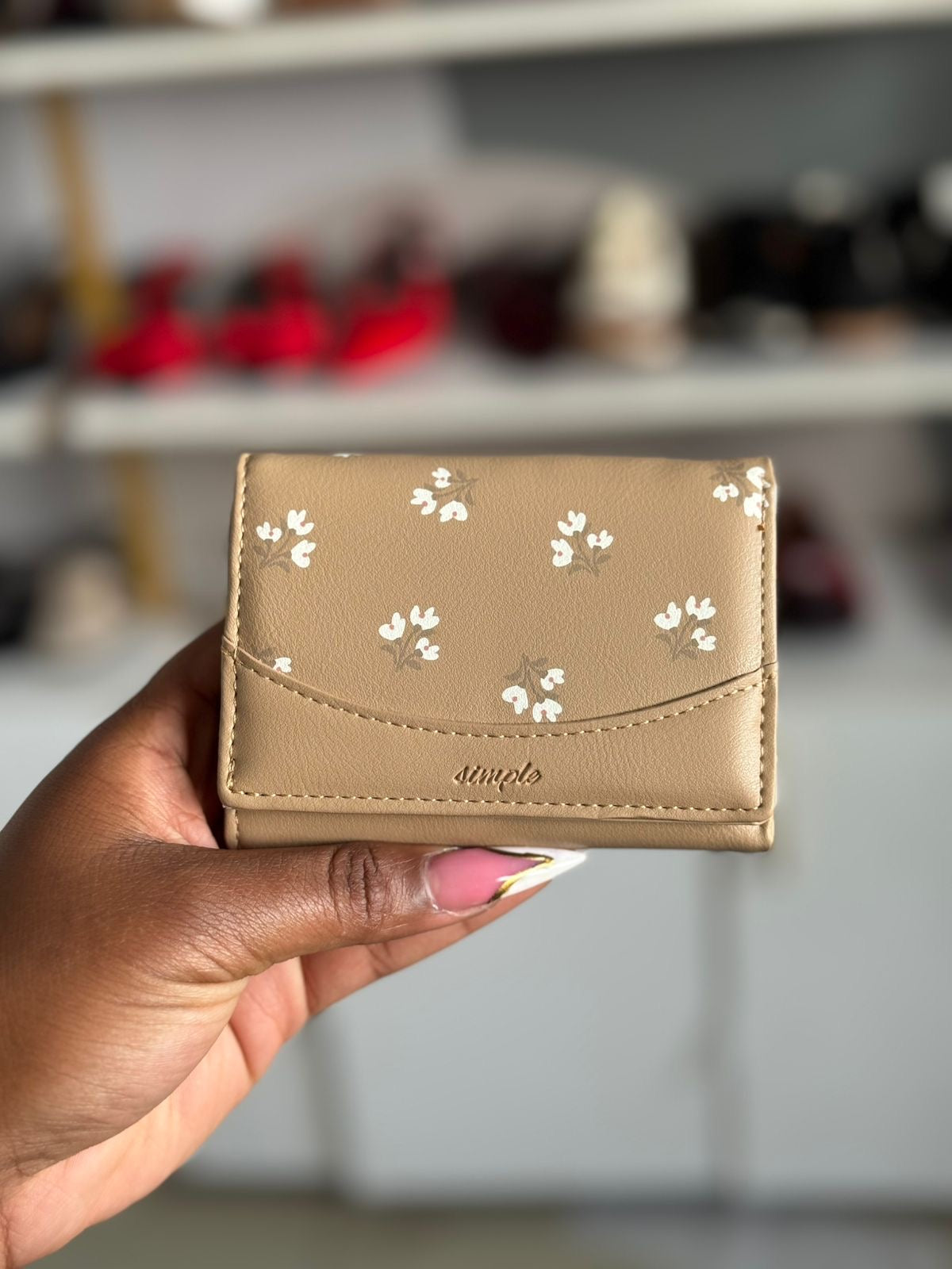 Floral mini wallet (white flower)