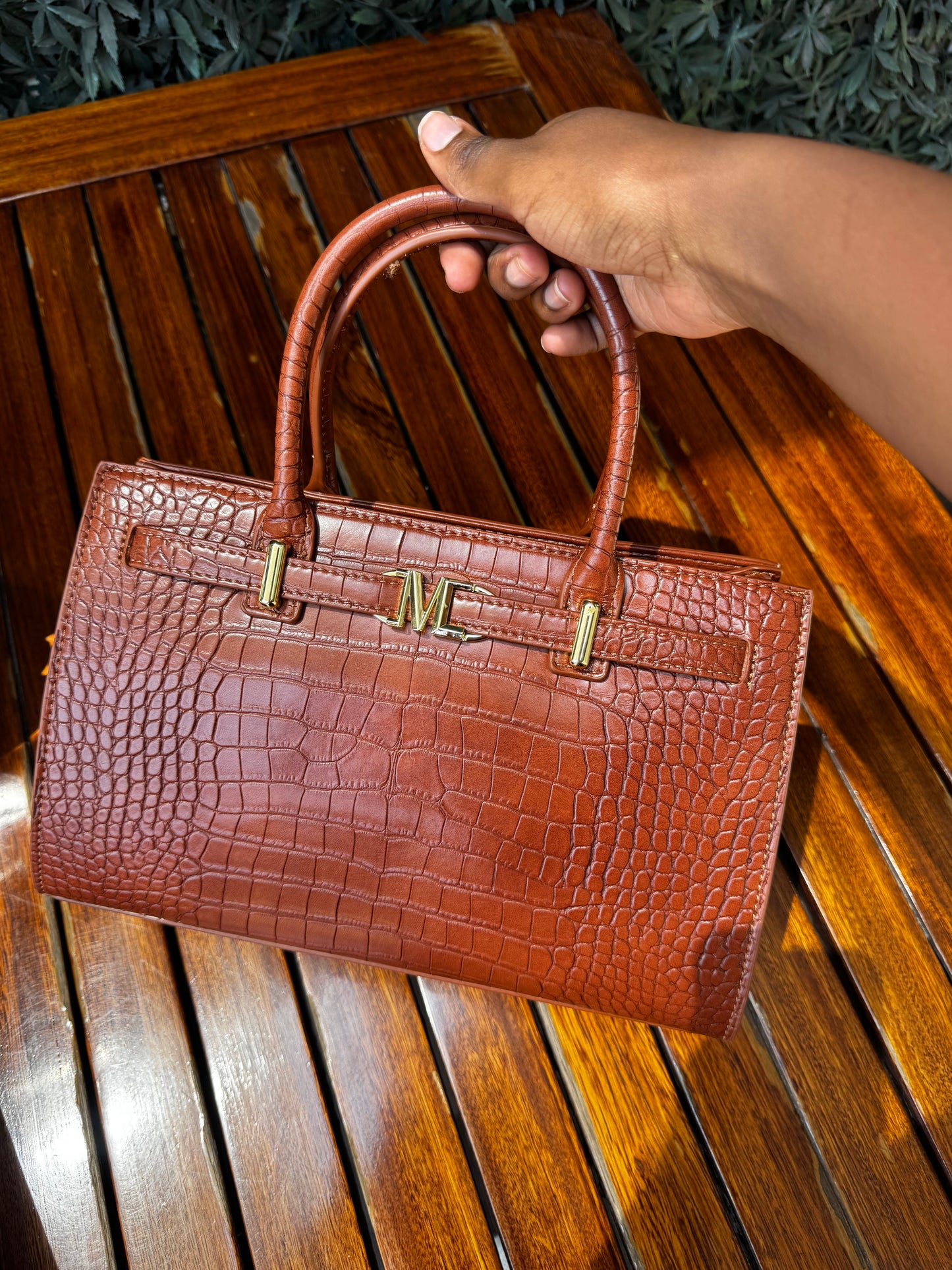 Palmer croc print midi handbag