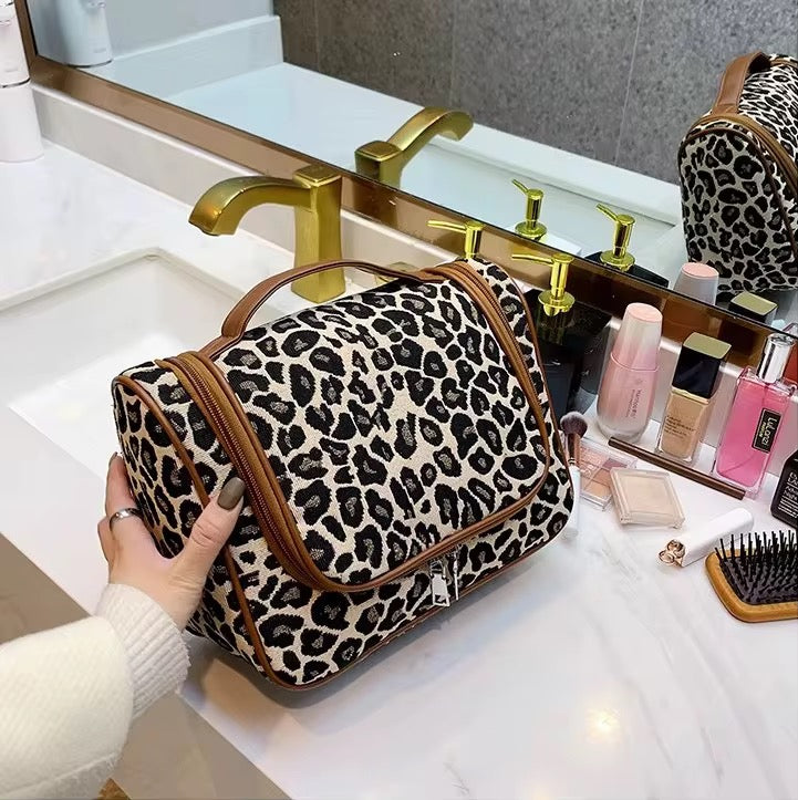 Leo print makeup pouch/ toiletry bag