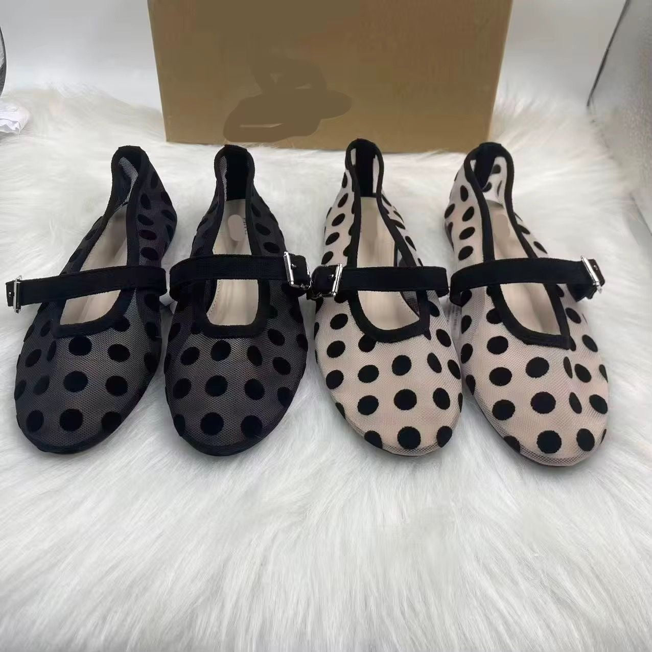 Polka dotted ballerina flats