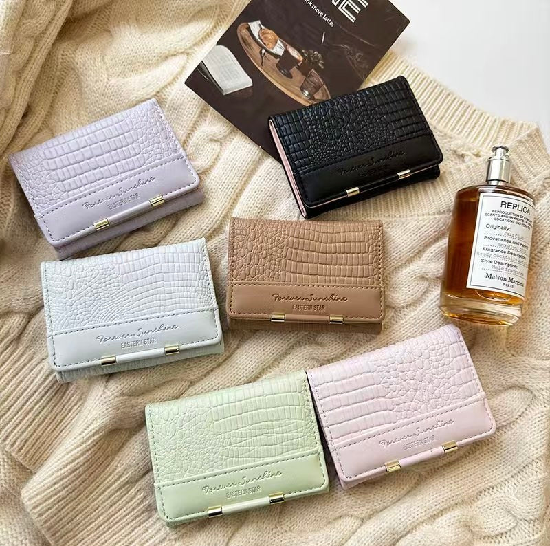 Croc print mini wallet