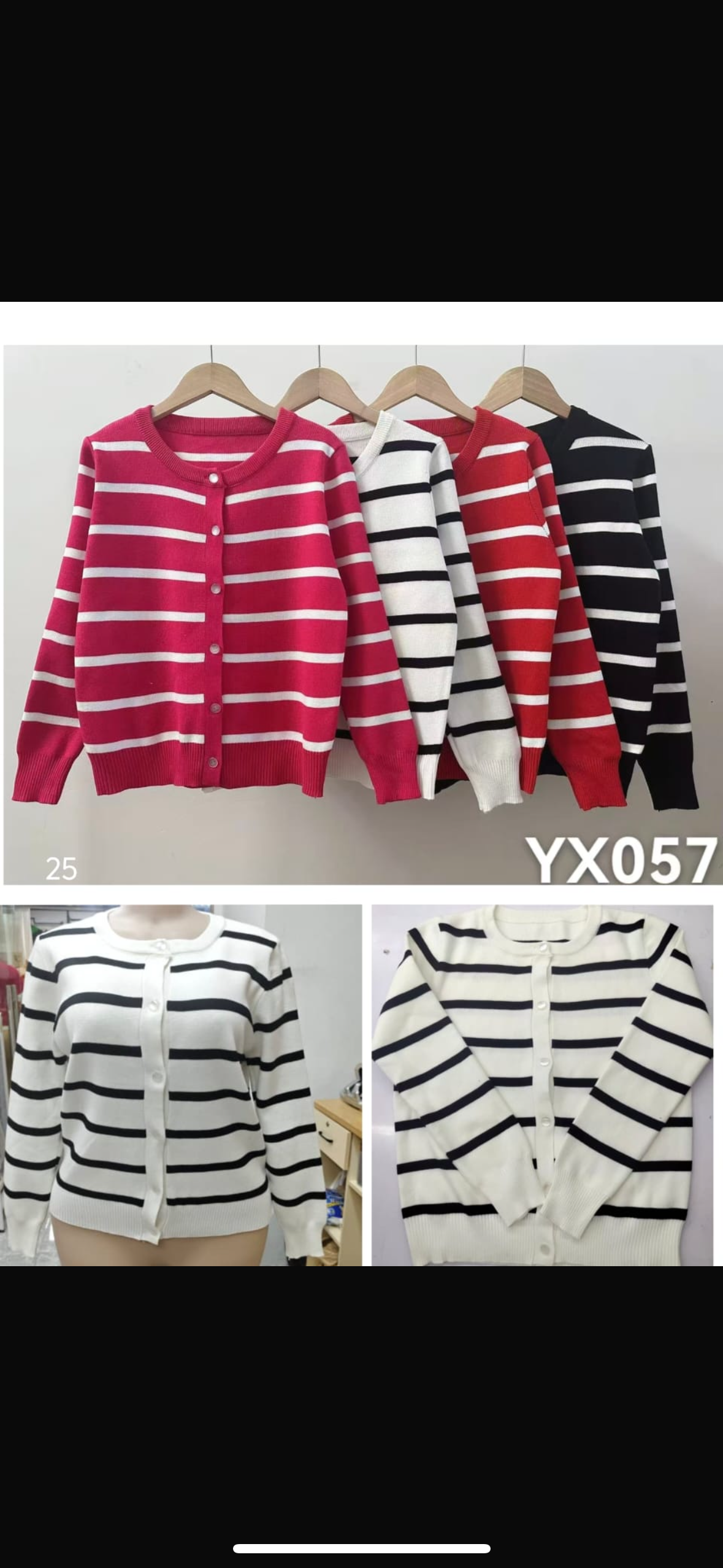 Quality sweater tops Thin striped with white buttons YX057