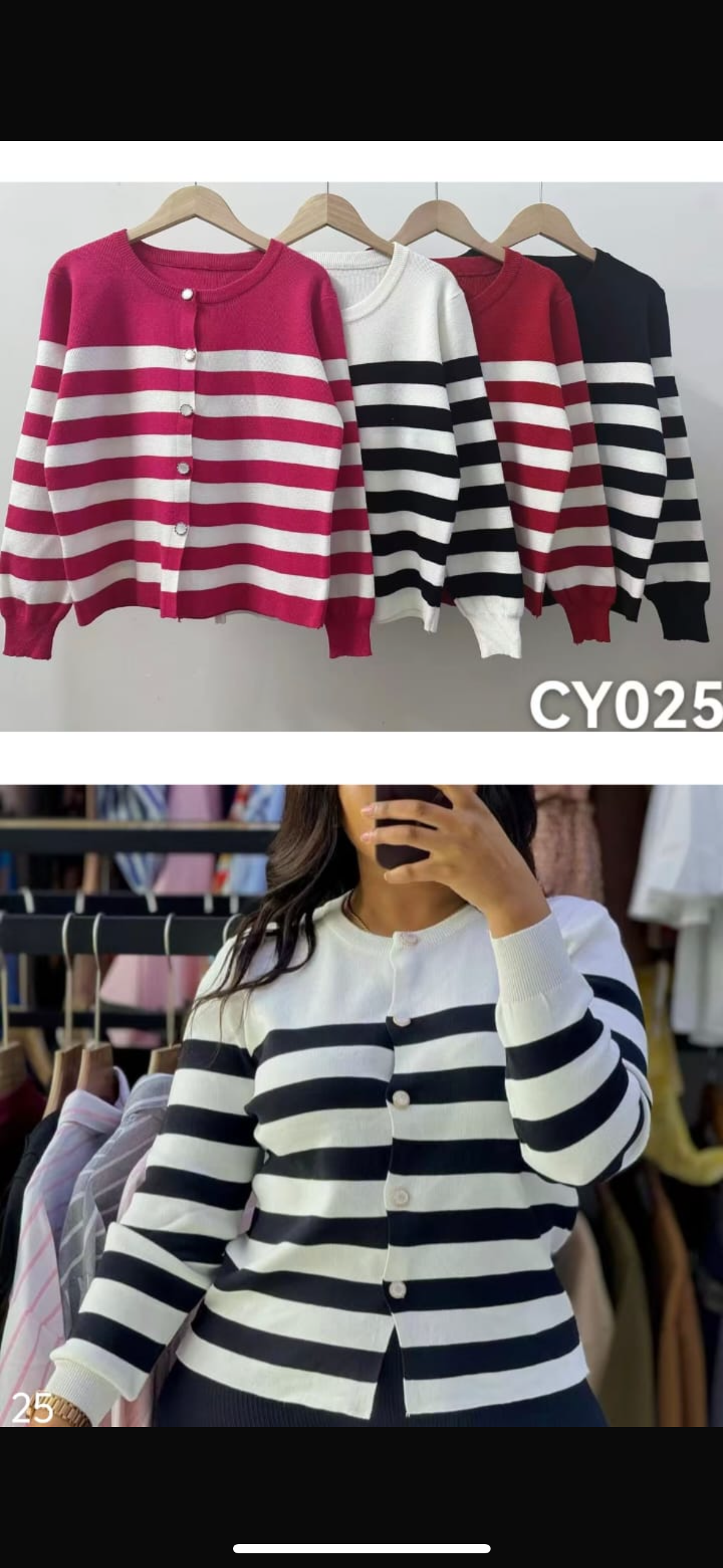 Quality sweater tops thick stripped CY025
