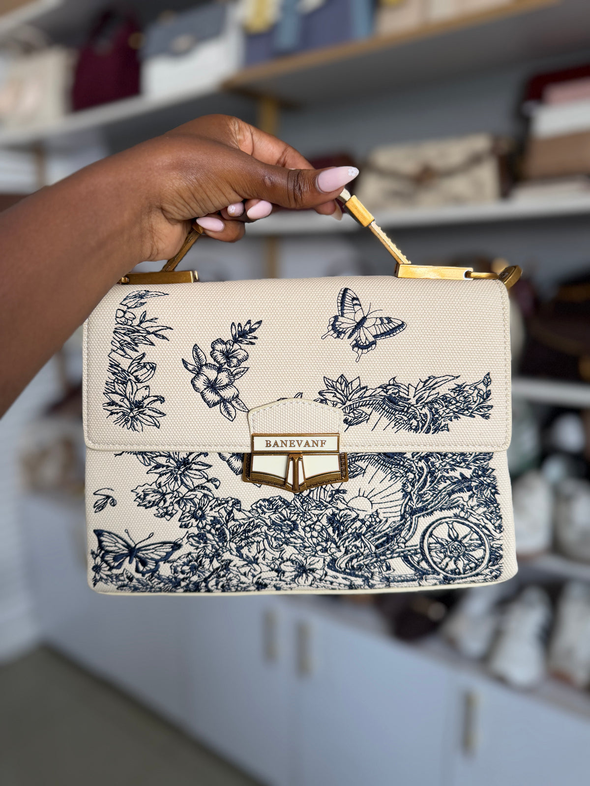 Hazel embroidery shoulder bag