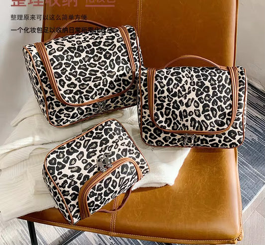 Leo print makeup pouch/ toiletry bag