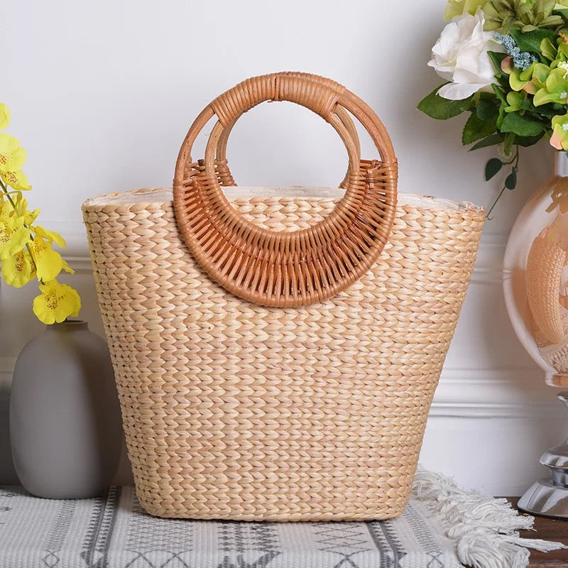 Tory rattan beach bag