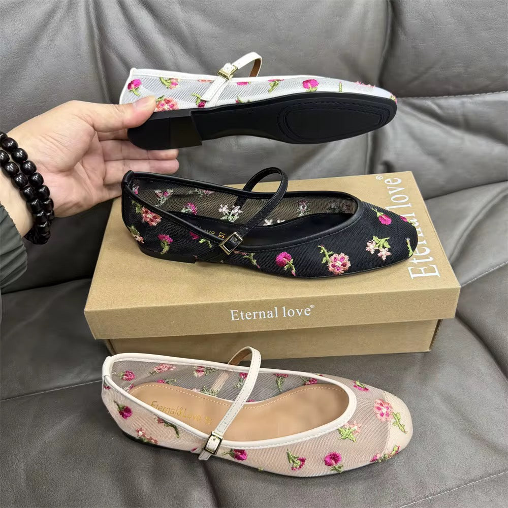 Floral ballerina flats