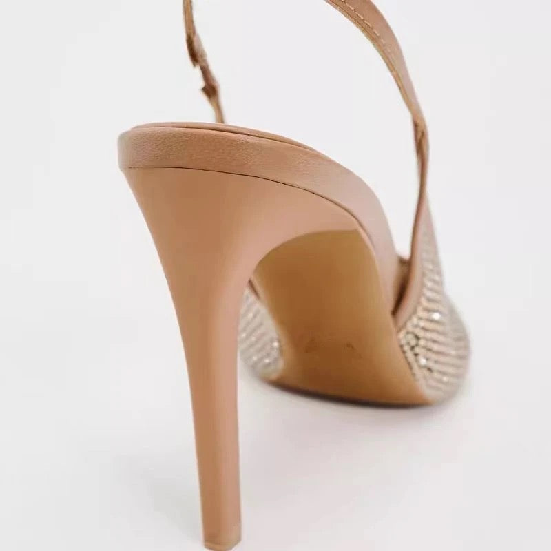 Lily nude mule heels