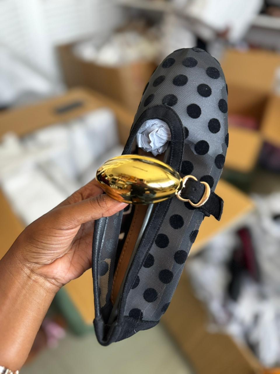 Kylie ballerina flats with gold buckle
