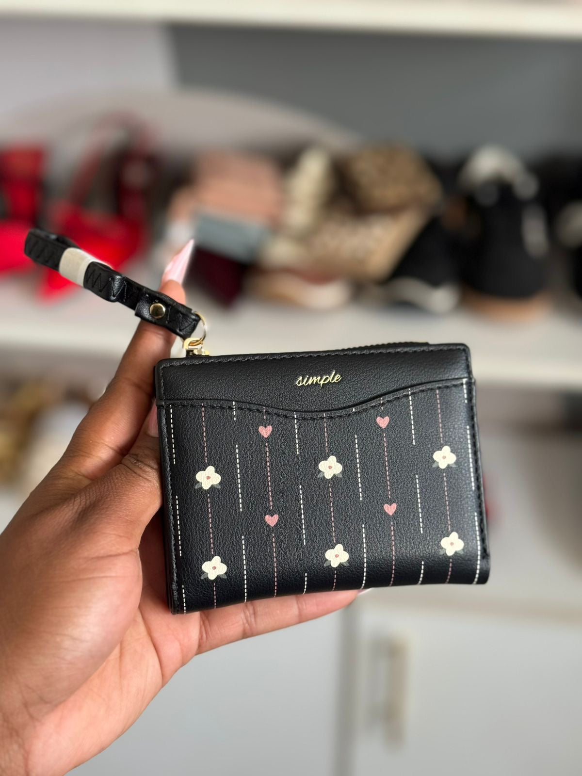 Floral mini wallet with lanyard and coin purse
