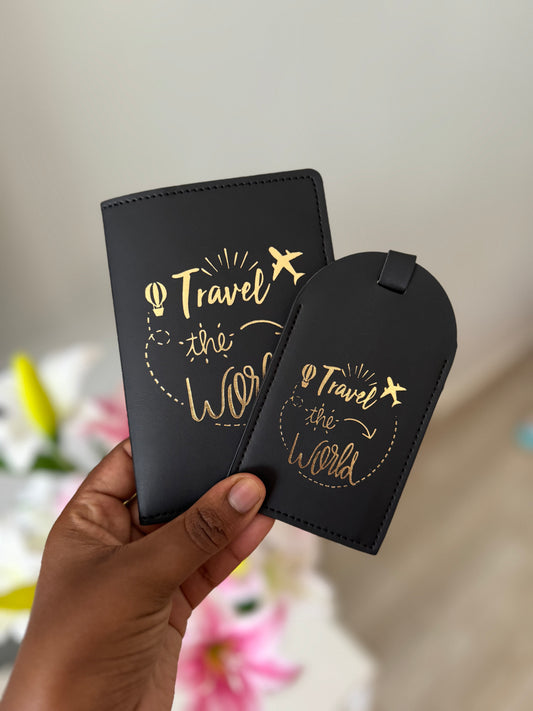 Travel the world passport cover and tag