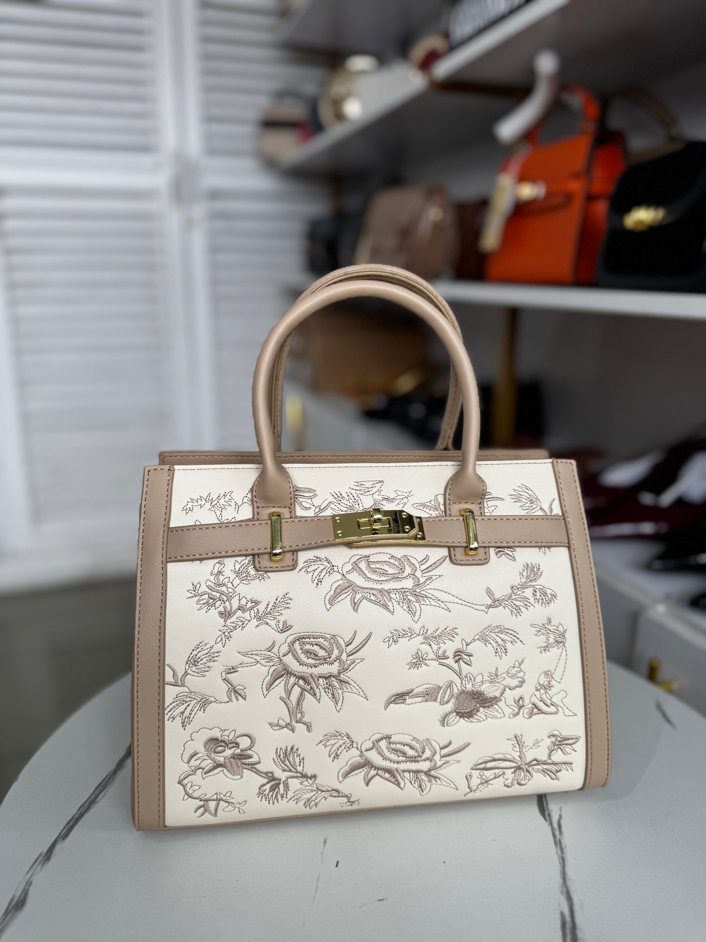 Floral midi handbag