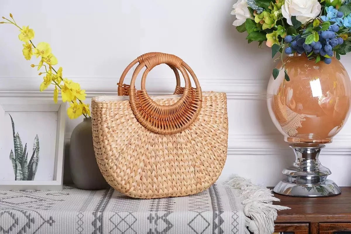 Tory rattan beach bag