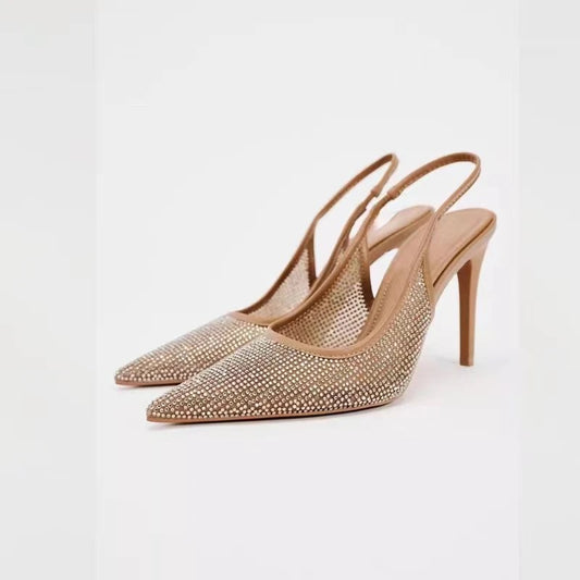 Lily nude mule heels