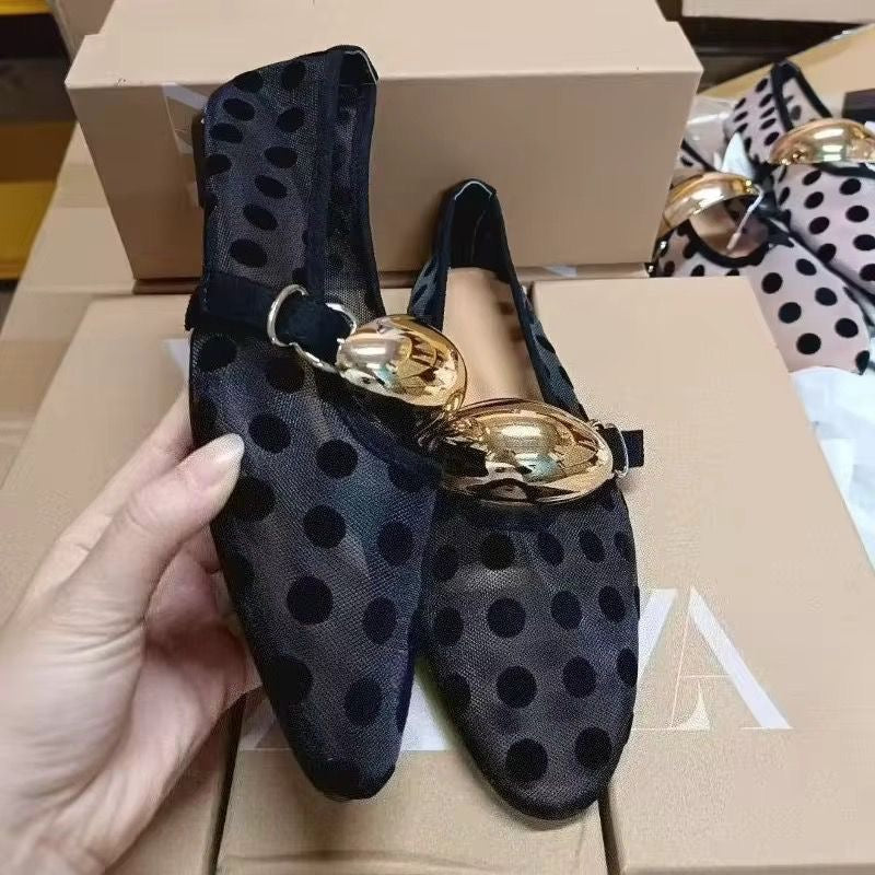 Kylie ballerina flats with gold buckle