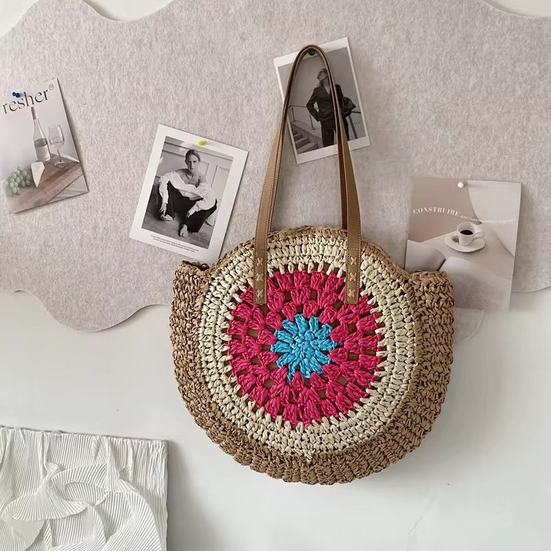 Round straw bag
