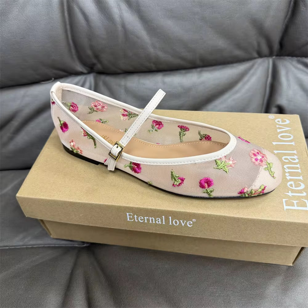 Floral ballerina flats