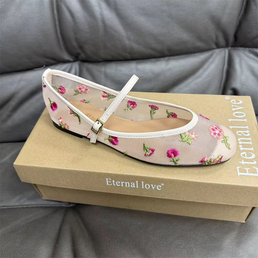Floral ballerina flats