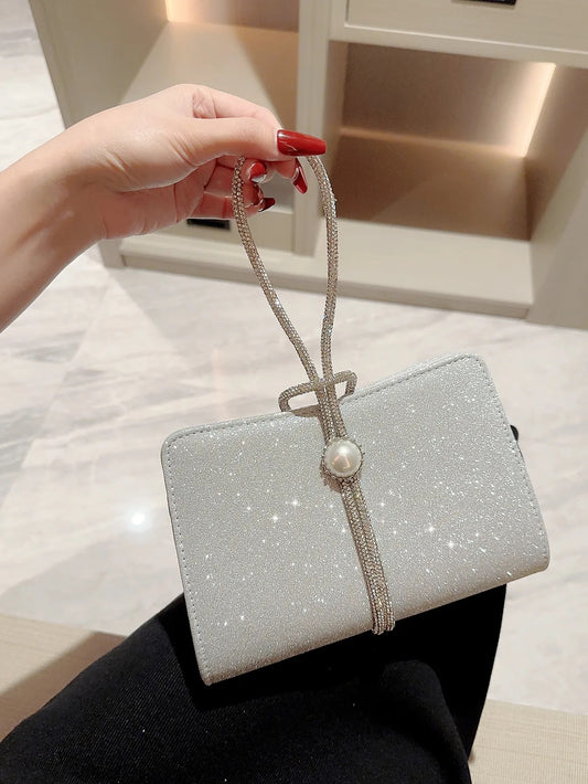 Grace silver clutch bag