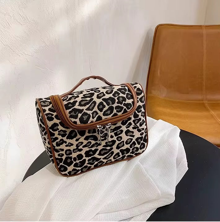 Leo print makeup pouch/ toiletry bag