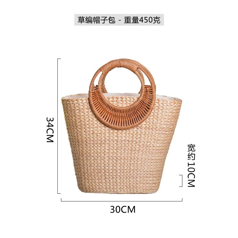 Tory rattan beach bag