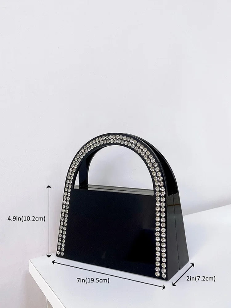 Rhinestone black clutch bag