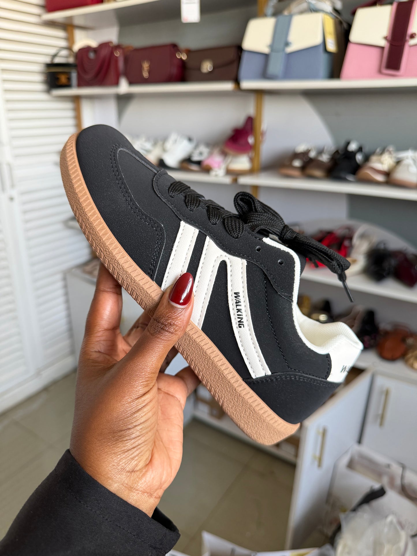 Black with white stripes sneaker
