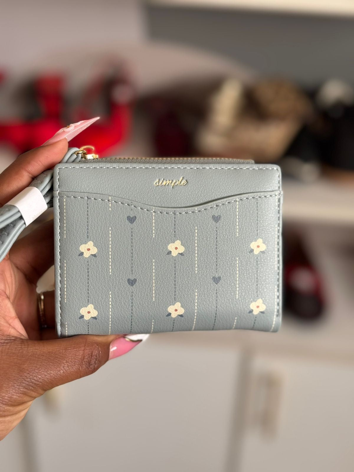 Floral mini wallet with lanyard and coin purse