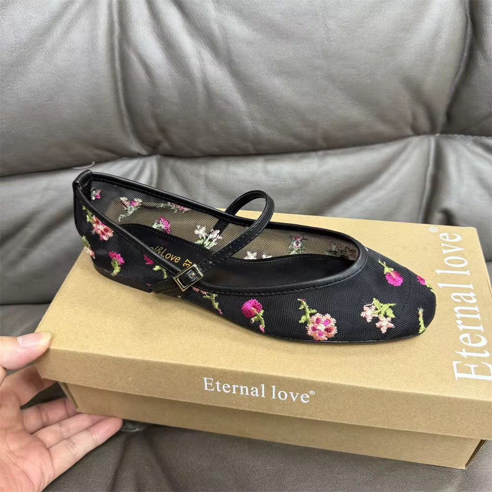 Floral ballerina flats