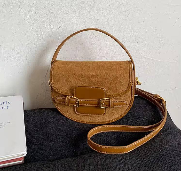 Laurine velvet saddle crossbody bag