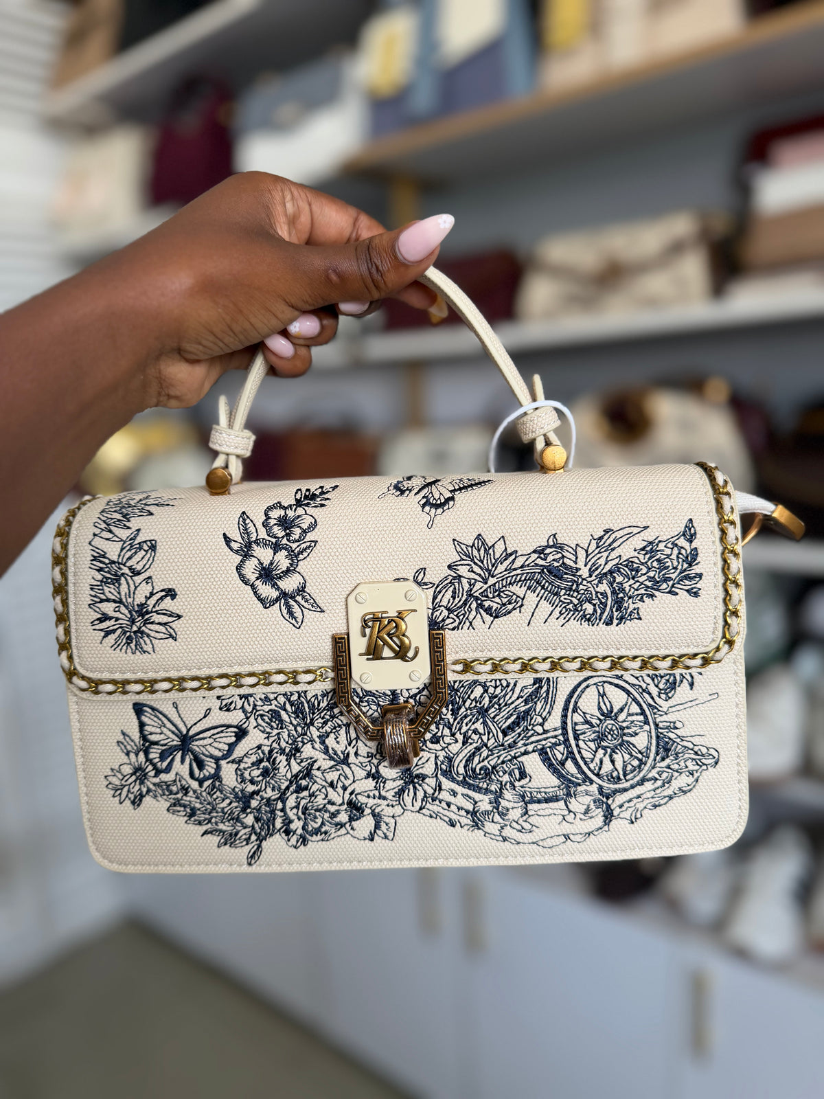 Riley embroidery shoulder bag