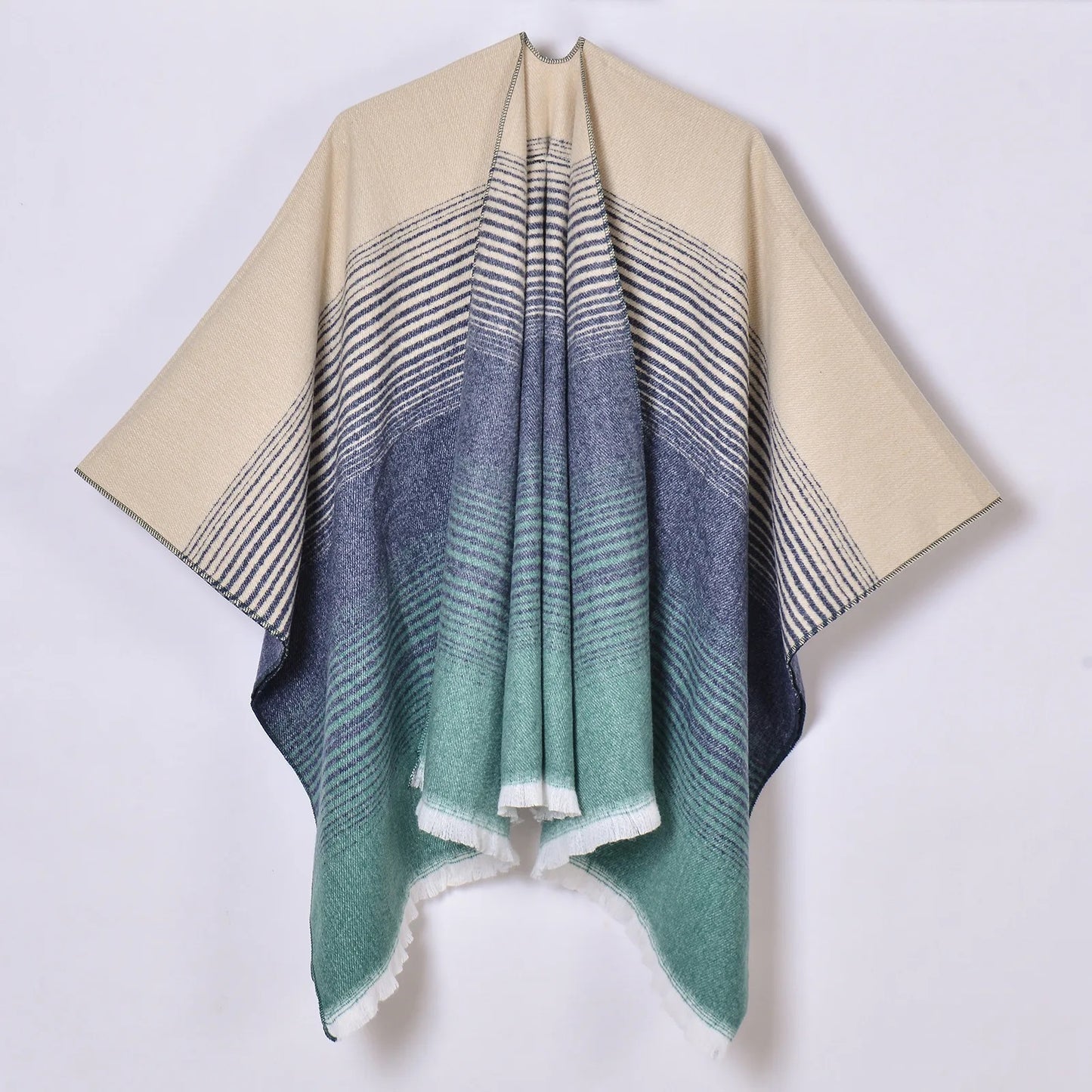 Stripe woven poncho