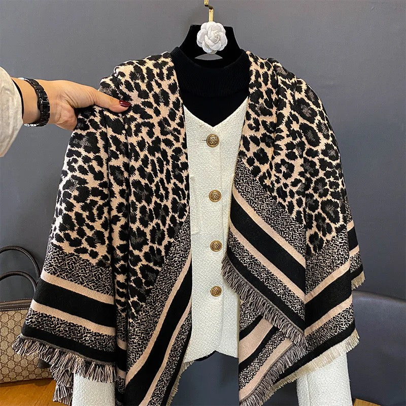 Leopard print cashmere scarves